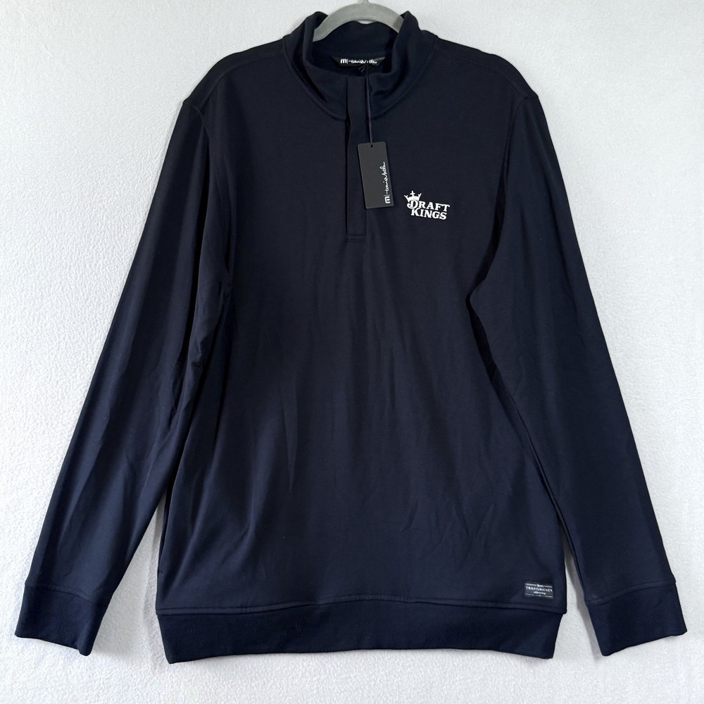 Travis Mathew Shirt Mens Large Newport 1/4 Zip Fleece‎ Pullover Draft Kings NWT